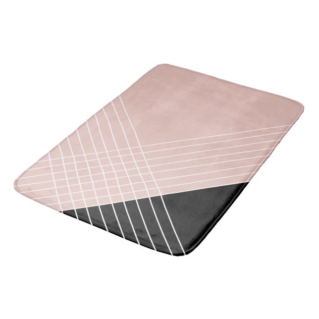 Trendy eleganter geometrischer Chic in Schwarz und Badematte (Schrägansicht)