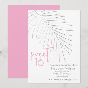 Trendy Embossed Palm minimalistische Skript süß 16 Einladung