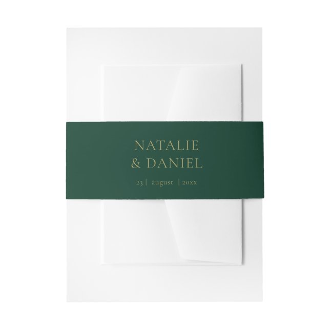 Trendy Emerald Green & Gold Chic Wedding Einladungsbanderole (Vorderseite Beispiel)