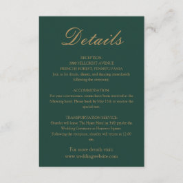 Trendy Emerald Green Gold Minimalistisch Wedding Begleitkarte