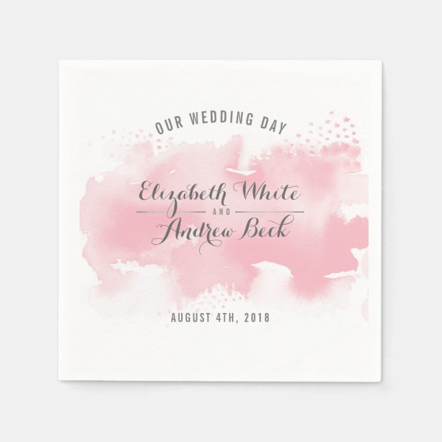 TRENDY EMPFANG Stilvoll Aquarellblau Rosa Serviette (Vorderseite)