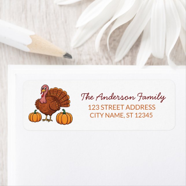 Trendy Erntedank Turkey Pumpkin Rücksendeadresse (Insitu)