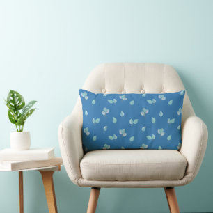 Trendy Eukalyptus-Blätter auf Französisch Blau Lendenkissen