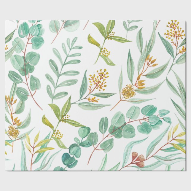 Trendy Eukalyptus floral design Geschenkpapier (Saum)