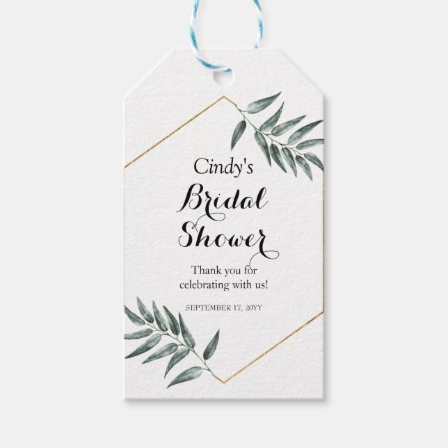 Trendy Eukalyptus Greenery Brautparty Favor Geschenkanhänger (Vorderseite)