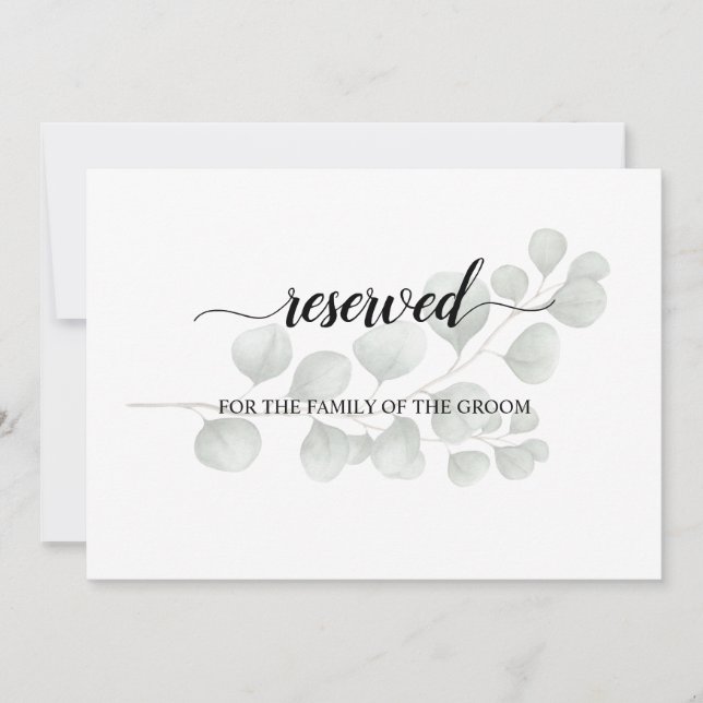 Trendy Eukalyptus Wedding Reserviert Seating Sign Einladung (Vorderseite)