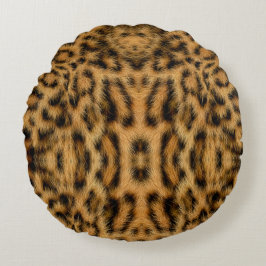 Trendy Exotic Leopard Fur Muster Animal Print Rundes Kissen