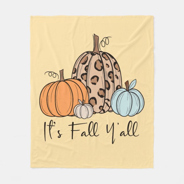 Trendy Fall Pumpkin | Zitat "It's Fall Y'all" Fleecedecke (Vorderseite)