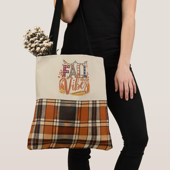 Trendy Fall Vibes Burnt Orange Kariert Print Herbs Tasche (Von Nahem)