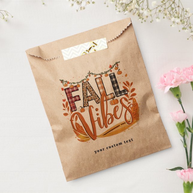 Trendy Fall Vibes Kariert und Leopard Print Herbst Geschenktütchen (Versiegelt)