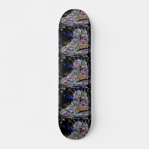 Trendy, farbige Aquarellgraffiti Sneakers Skateboard