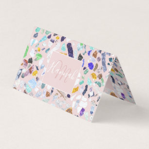 Trendy Farbige Shiny Stones Terrazzo Rosa Design Visitenkarten