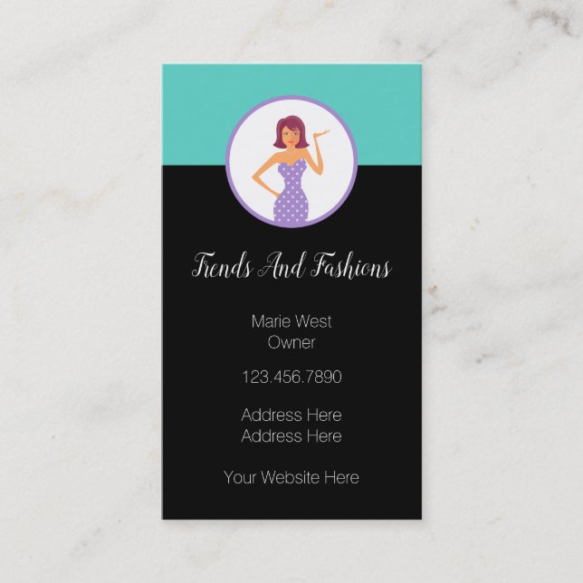 Trendy Fashion Boutique Theme Visitenkarte (Vorderseite)