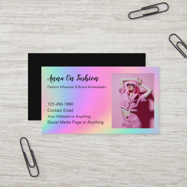 Trendy Fashion Influencer und Promotions Visitenkarte (Vorderseite/Rückseite Beispiel)