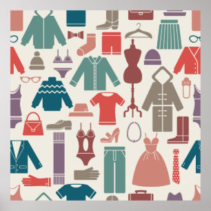 Trendy Fashion Pattern Stilvolle Kleidung Grafik Poster
