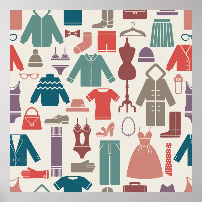Trendy Fashion Pattern Stilvolle Kleidung Grafik Poster (Vorne)