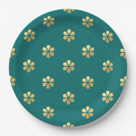 Trendy Festive Christmas Aquamarin & Gold Daisy Pappteller