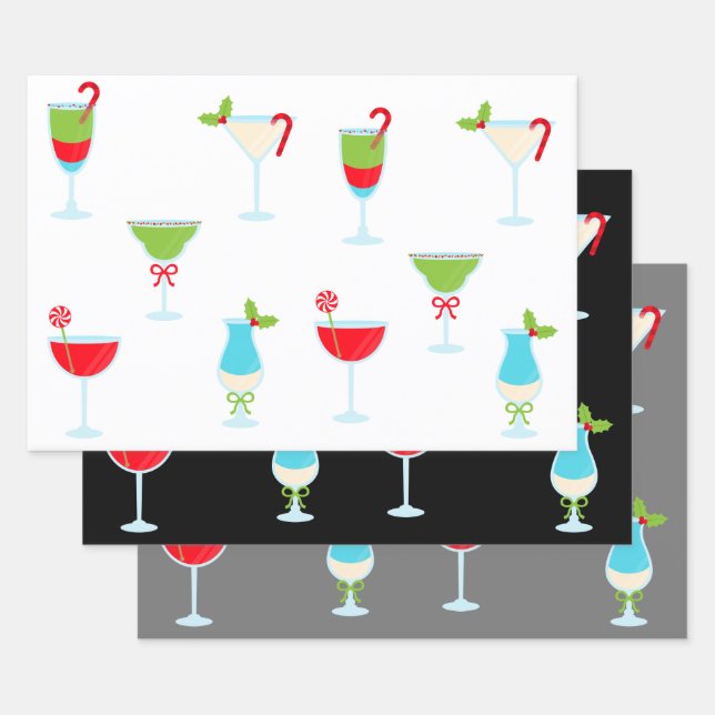 Trendy Festive Holiday Cocktail Party Weihnachten Geschenkpapier Set (Set)