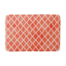 Trendy Flame Orange Wasserfarbe Quatrefolienmuster Badematte