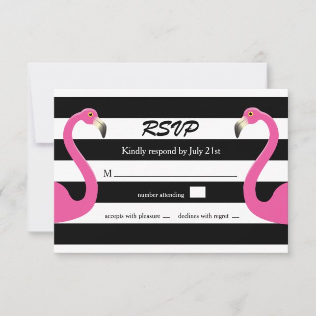 Trendy Flamingo Wedding RSVP (Vorderseite)
