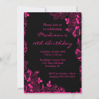 Trendy Floral 16 . Geburtstag Einladung zum Geburt