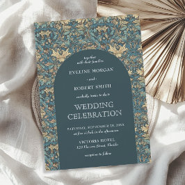 Trendy floral Art Nouveau Wilhelm Morris Hochzeit Einladung