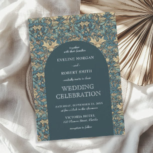Trendy floral Art Nouveau Wilhelm Morris Hochzeit Einladung