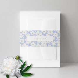 Trendy Floral Blue & White Custom Wedding Einladungsbanderole