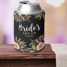 Trendy Floral Bride Squad Custom Wedding Date