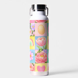 Trendy Floral Checkerboard Spring Pattern Trinkflasche