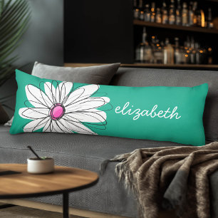 Trendy Floral Daisy Illustration - Rosa und Grün Seitenschläferkissen