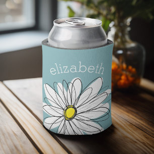 Trendy Floral Daisy mit blau-gelben individuellen  Dosenkühler