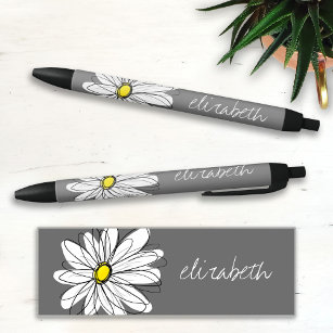 Trendy Floral Daisy mit graugelbem individuelle Na Kugelschreiber