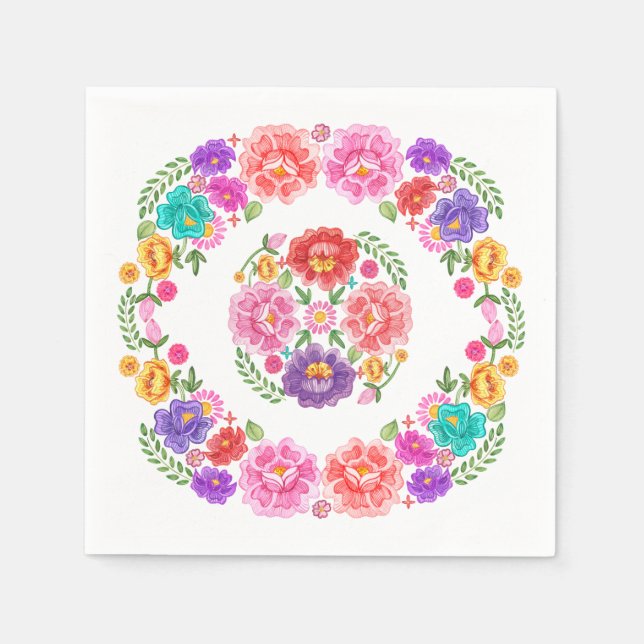 Trendy floral Fiesta Muster mexikanische Senorita Serviette (Vorderseite)