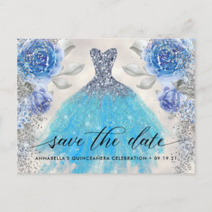 Trendy Floral Foto Quinceañera Save the Date Post Postkarte
