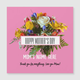 TRENDY FLORAL FROHES MUTTERTAG   MAGNETEINLADUNG