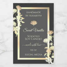 Trendy Floral Gray Packing Labels und Gold Frame