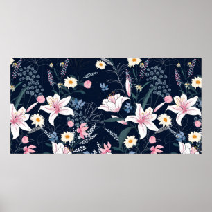 Trendy floral Muster in den vielen Blume. Poster