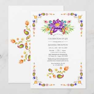 Trendy Floral Paisley Indian Celebration of Life Einladung