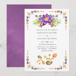 Trendy Floral Paisley Indian Wedding Einladung