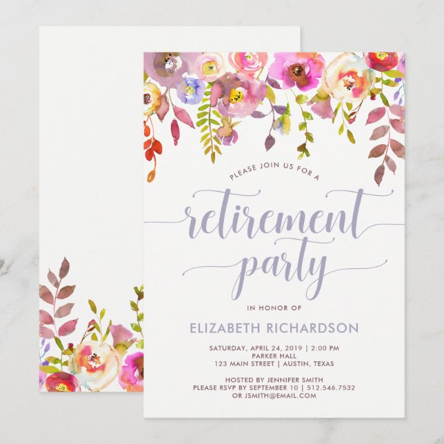 Trendy Floral| Party Einladung für die Altersverso (Vorne/Hinten)