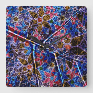 Trendy Floral Pattern #6 Quadratische Wanduhr
