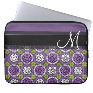 Trendy Floral Pattern - Orchid und Lime Green Laptopschutzhülle