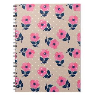 Trendy Floral Pink Beige Feminine Muster Notizblock