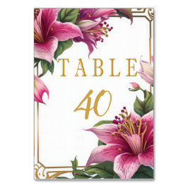 Trendy Floral Pink Stilvolle Tischnummer für Hochz