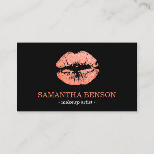 Trendy Floral Rose Gold Lips Visitenkarte