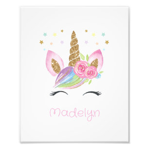 Trendy Floral Unicorn Kinderdusche Kinderzimmer Ge Fotodruck