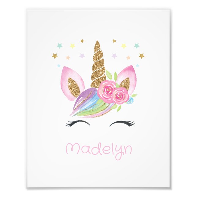 Trendy Floral Unicorn Kinderdusche Kinderzimmer Ge Fotodruck (Vorne)