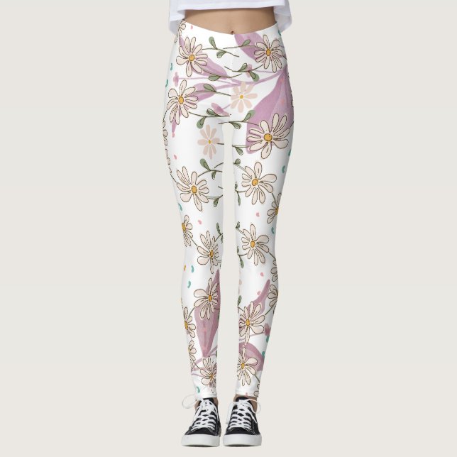 Trendy Flowers Design Leggings (Vorderseite)