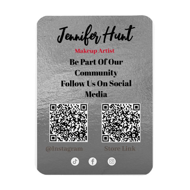 Trendy Flyers Social Media QR Code Einladung Magnet (Vertikal)
